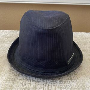 Peter Grimm Black Pin Stripes Fedora Hat Size Small-Medium. EUC!